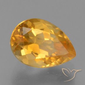 2.76 ct Golden Citrine Stone, Natural Citrine in Pear Facet Shape for Sale