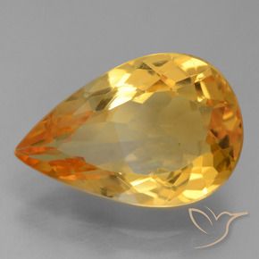 3.93 ct Golden Citrine Stone, Natural Citrine in Pear Facet Shape for Sale