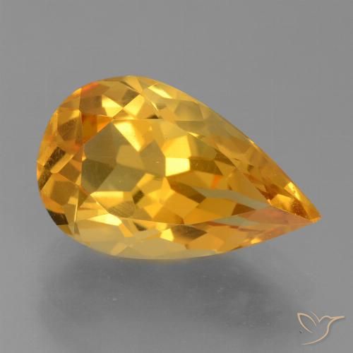 3.21ct Natural Deep Orange-Gold Citrine, Pear Shape, VVS-VS