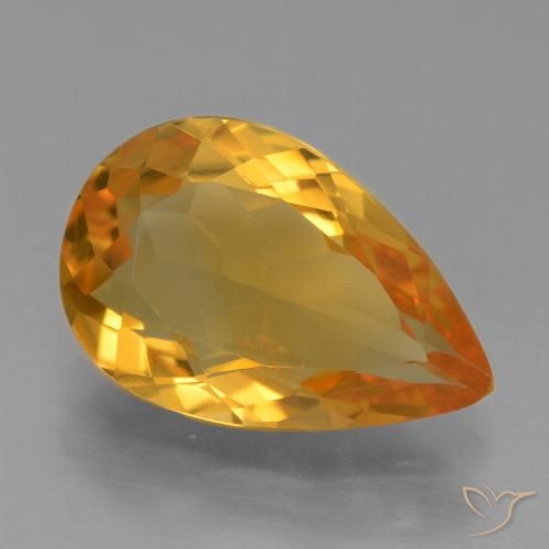 2.95ct Natural Dark Orange-Gold Citrine, Pear Shape, VVS-VS