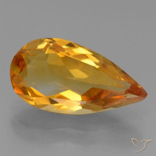 2.62ct Natural Dark Orange-Gold Citrine, Pear Shape, VVS-VS