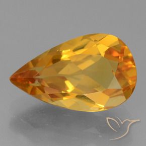2.22 ct Golden Citrine Stone, Natural Citrine in Pear Facet Shape for Sale