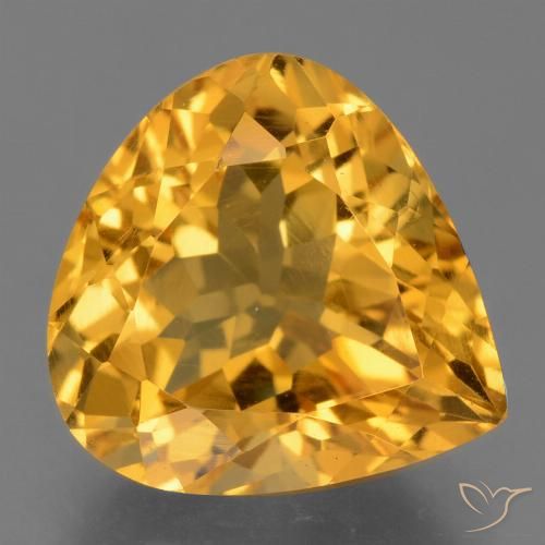 Dark Orange-Gold Citrine Gem - 4.3ct Pear Facet (ID: 456207)