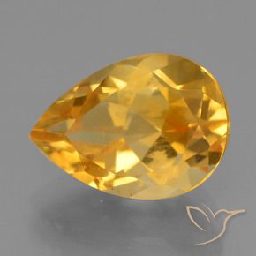 4.01 ct Golden Citrine Stone, Natural Citrine in Pear Facet Shape for Sale