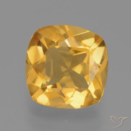 1.75ct Natural Deep Golden Orange Citrine, Cushion, VS