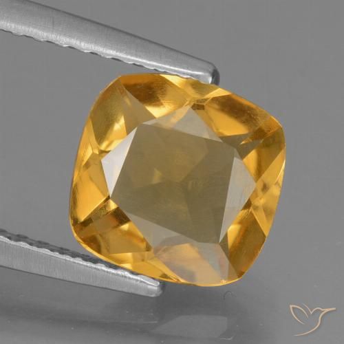 1.53ct Natural Deep Golden Orange Citrine, Cushion, VS