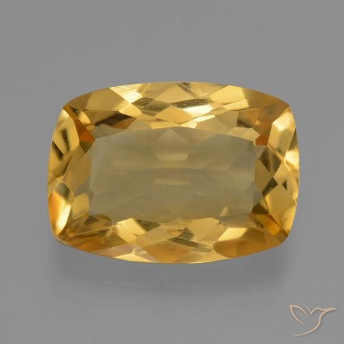 3.21ct Natural Medium-Dark Golden Citrine, Cushion, VVS-VS