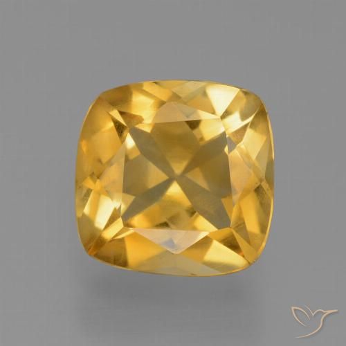 1.53ct Natural Deep Golden Orange Citrine, Cushion, VS