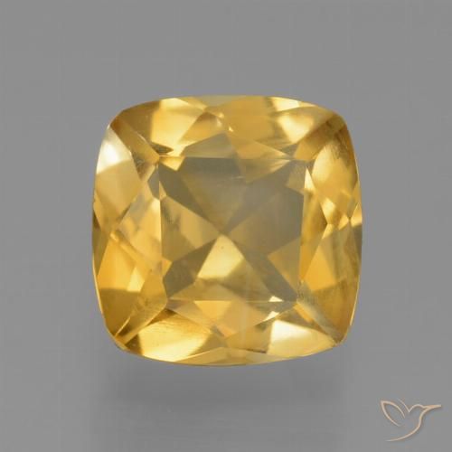 1.70ct Natural Medium-Dark Golden Citrine, Cushion, VS