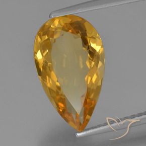3.51 ct Golden Citrine Stone, Natural Citrine in Pear Facet Shape for Sale