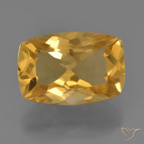 3.66ct Natural Medium-Dark Golden Citrine, Cushion, VVS-VS
