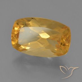 3.32 ct Golden Citrine Stone, Natural Citrine in Cushion-Cut Shape for Sale
