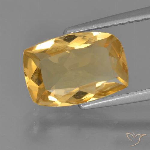 2.45ct Natural Medium-Dark Golden Citrine, Cushion, VS