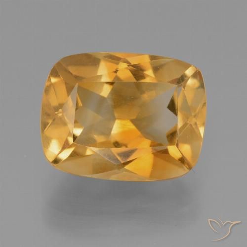 3.12ct Natural Deep Golden Orange Citrine, Cushion, VS