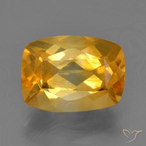 2.27ct Natural Deep Orange-Gold Citrine, Cushion, VS