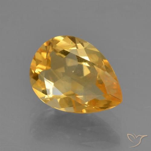 1.49ct Natural Deep Golden Orange Citrine, Pear Shape, VS