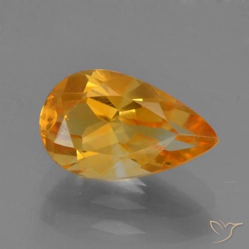 1.66ct Natural Dark Orange Citrine, Pear Shape, VVS-VS