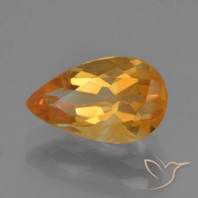 1.66 ct Golden Citrine Stone, Natural Citrine in Pear Facet Shape for Sale