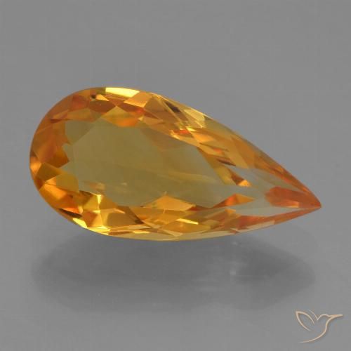 2.33ct Natural Deep Orange-Gold Citrine, Pear Shape, VVS-VS