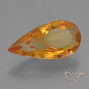 2.33 ct Golden Citrine Stone, Natural Citrine in Pear Facet Shape for Sale