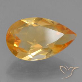 2.41 ct Golden Citrine Stone, Natural Citrine in Pear Facet Shape for Sale