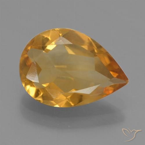 1.90ct Natural Deep Orange-Gold Citrine, Pear Shape, VVS-VS