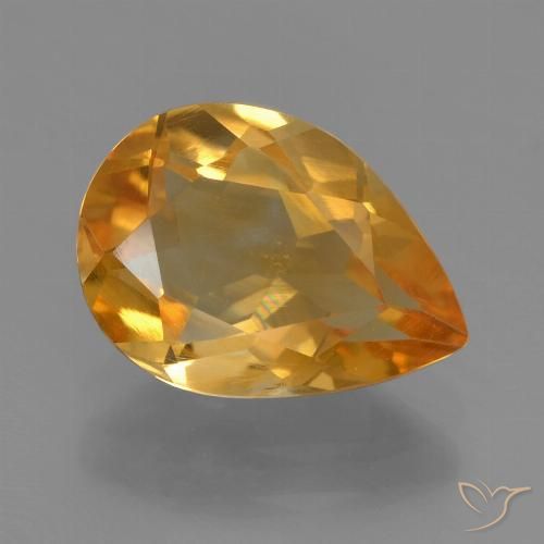 2.07ct Natural Deep Orange-Gold Citrine, Pear Shape, VS