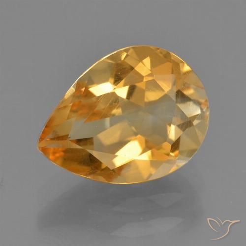2.32ct Natural Orange-Gold Citrine, Pear Shape, VS