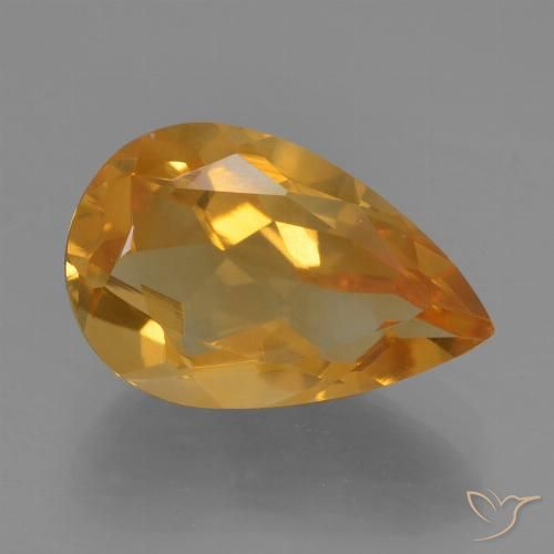 2.42ct Natural Deep Orange-Gold Citrine, Pear Shape, VS
