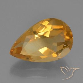 2.42 ct Golden Citrine Stone, Natural Citrine in Pear Facet Shape for Sale