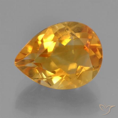 2.63ct Natural Deep Orange-Gold Citrine, Pear Shape, VS