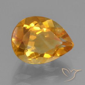 2.63 ct Golden Citrine Stone, Natural Citrine in Pear Facet Shape for Sale