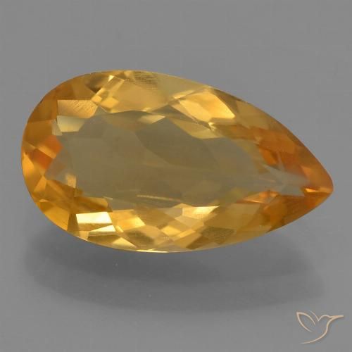 2.36ct Natural Deep Orange-Gold Citrine, Pear Shape, VVS-VS