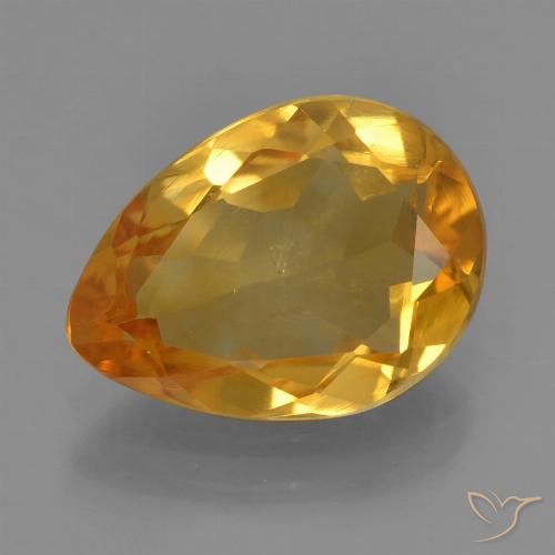 2.23ct Natural Dark Orange-Gold Citrine, Pear Shape, VS