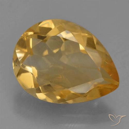4.72ct Natural Medium-Dark Golden Citrine, Pear Shape, VS