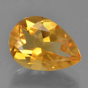 Deep Orange-Gold Citrine Gem - 3.4ct Pear Facet (ID: 456780)