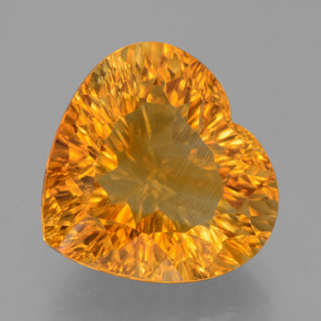 Dark Orange Citrine Gem - 6.5ct Heart Concave Cut (ID: 456954)