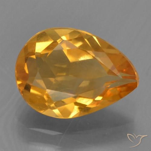 2.02ct Natural Medium Orange Citrine, Pear Shape, VS