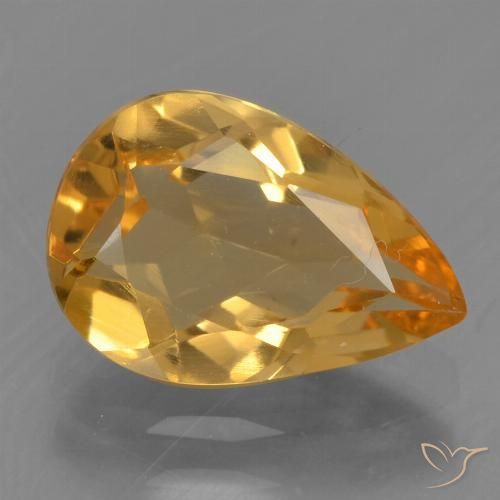 1.89ct Natural Dark Orange-Gold Citrine, Pear Shape, VVS-VS