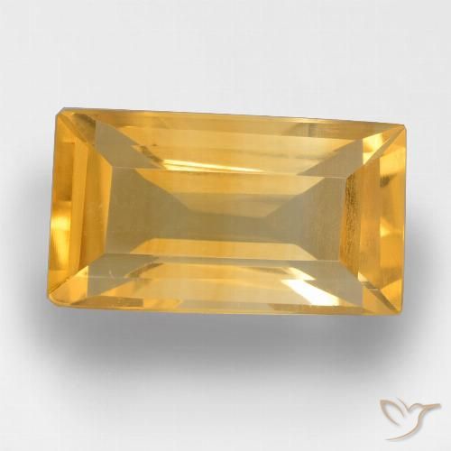 3.45ct Natural Bright Gold Citrine, Baguette, VS