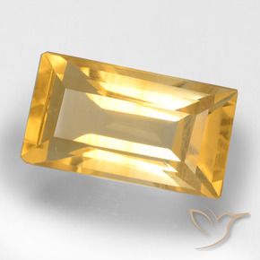 3.45 ct Golden Citrine Stone, Natural Citrine in Baguette Step Cut Shape for Sale