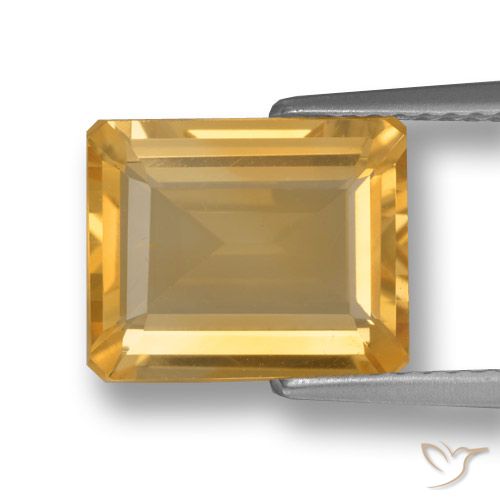 3.20ct Natural Light Orange-Gold Citrine, Emerald Cut, VVS-VS