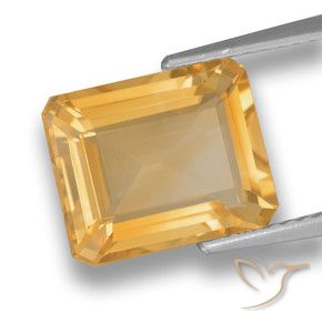 4.04 ct Golden Citrine Stone, Natural Citrine in Octagon Step Cut Shape for Sale