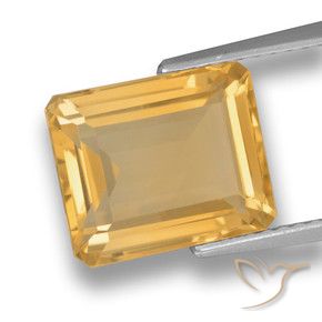 4.43 ct Golden Citrine Stone, Natural Citrine in Octagon Step Cut Shape for Sale