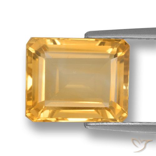 4.45ct Natural Medium-Light Orange-Gold Citrine, Emerald Cut, VVS-VS