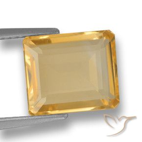 3.84 ct Golden Citrine Stone, Natural Citrine in Octagon Step Cut Shape for Sale