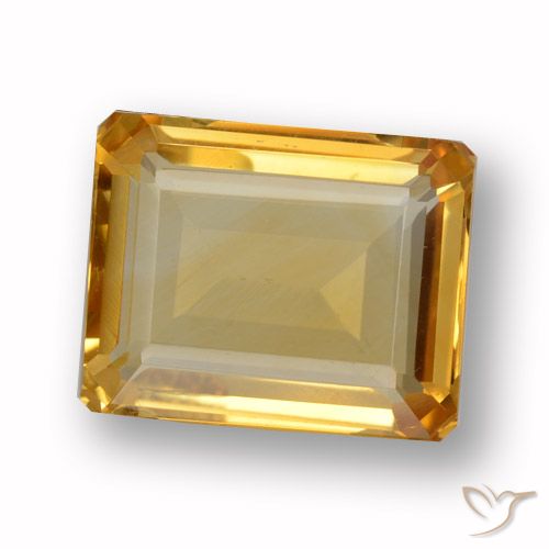 3.88ct Natural Medium-Light Orange-Gold Citrine, Emerald Cut, VVS-VS