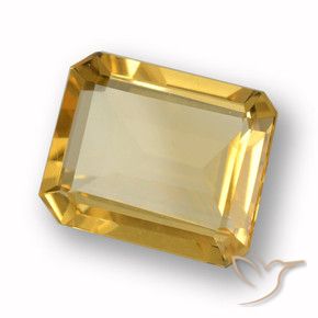 3.37 ct Golden Citrine Stone, Natural Citrine in Octagon Step Cut Shape for Sale