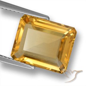 4.84 ct Golden Citrine Stone, Natural Citrine in Octagon Step Cut Shape for Sale