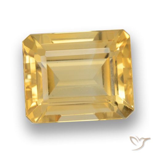 Medium Gold Citrine Gem - 4.5ct Octagon Step Cut (ID: 460654)